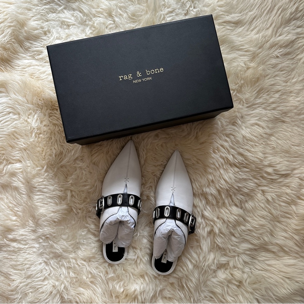 Rag & Bone White and Black Mules
